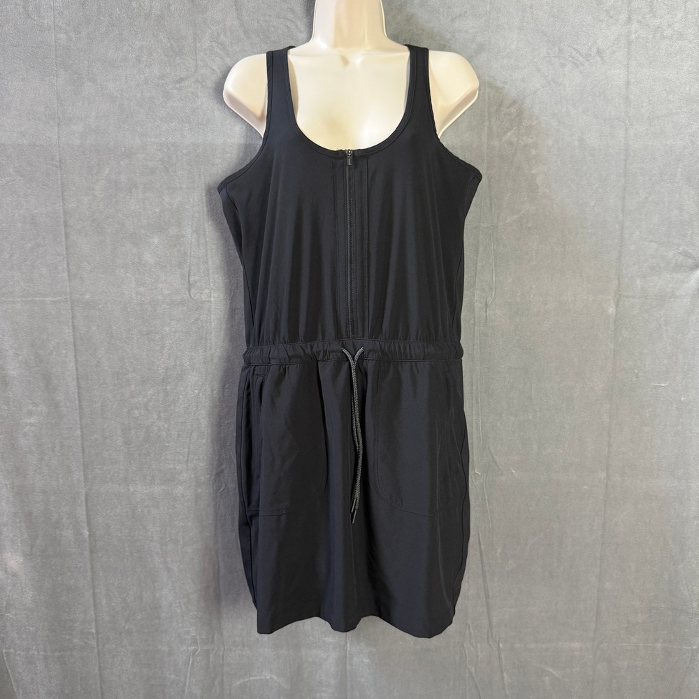 Athleta Expedition Skort Mini Dress Black Sleeveless Half Zip Active Womens 10